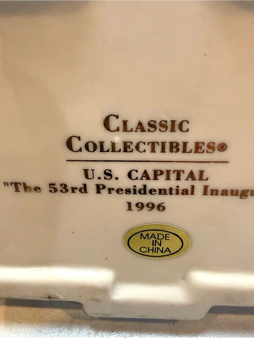 Decorative Ceramic Capitol Building Jewelry Box - White & Blue with Gold Accents
